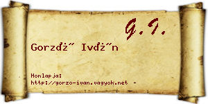 Gorzó Iván névjegykártya